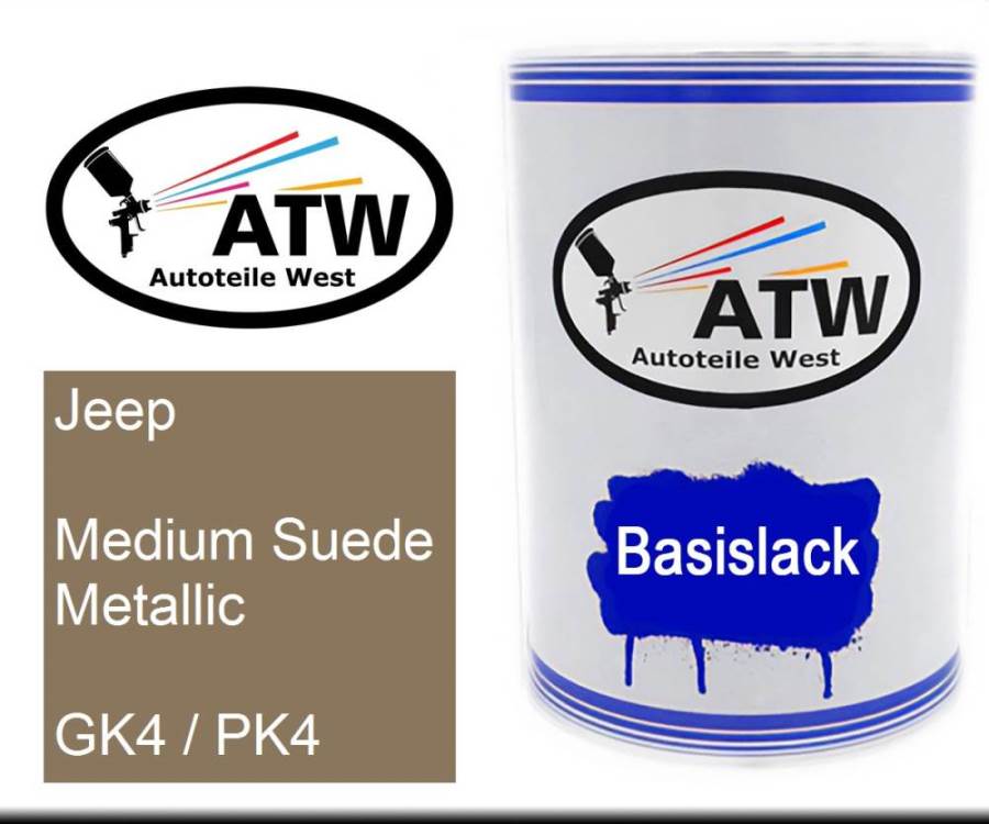Jeep, Medium Suede Metallic, GK4 / PK4: 500ml Lackdose, von ATW Autoteile West.